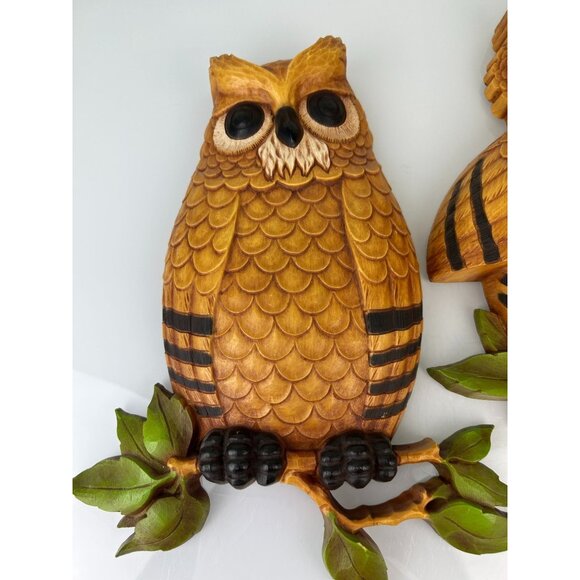 Homco Set of 2 Owl Wall Art Hangings Plastic Mid-Century Modern Vintage Bird - Picture 7 of 16